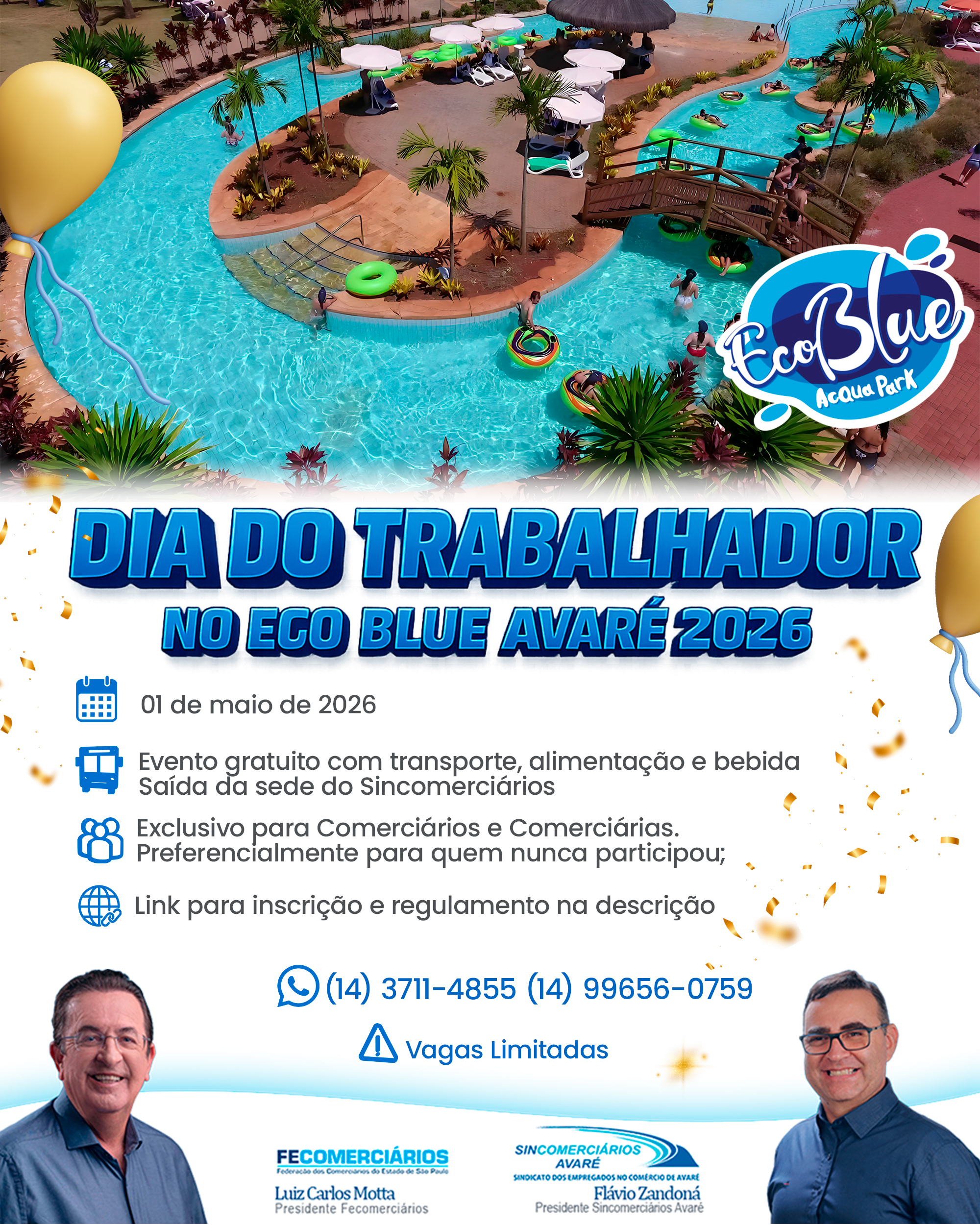 PRÉ-INSCRIÇÕES ABERTAS: 1º de Maio 2026 no Ecoblue – Fecomerciários SP