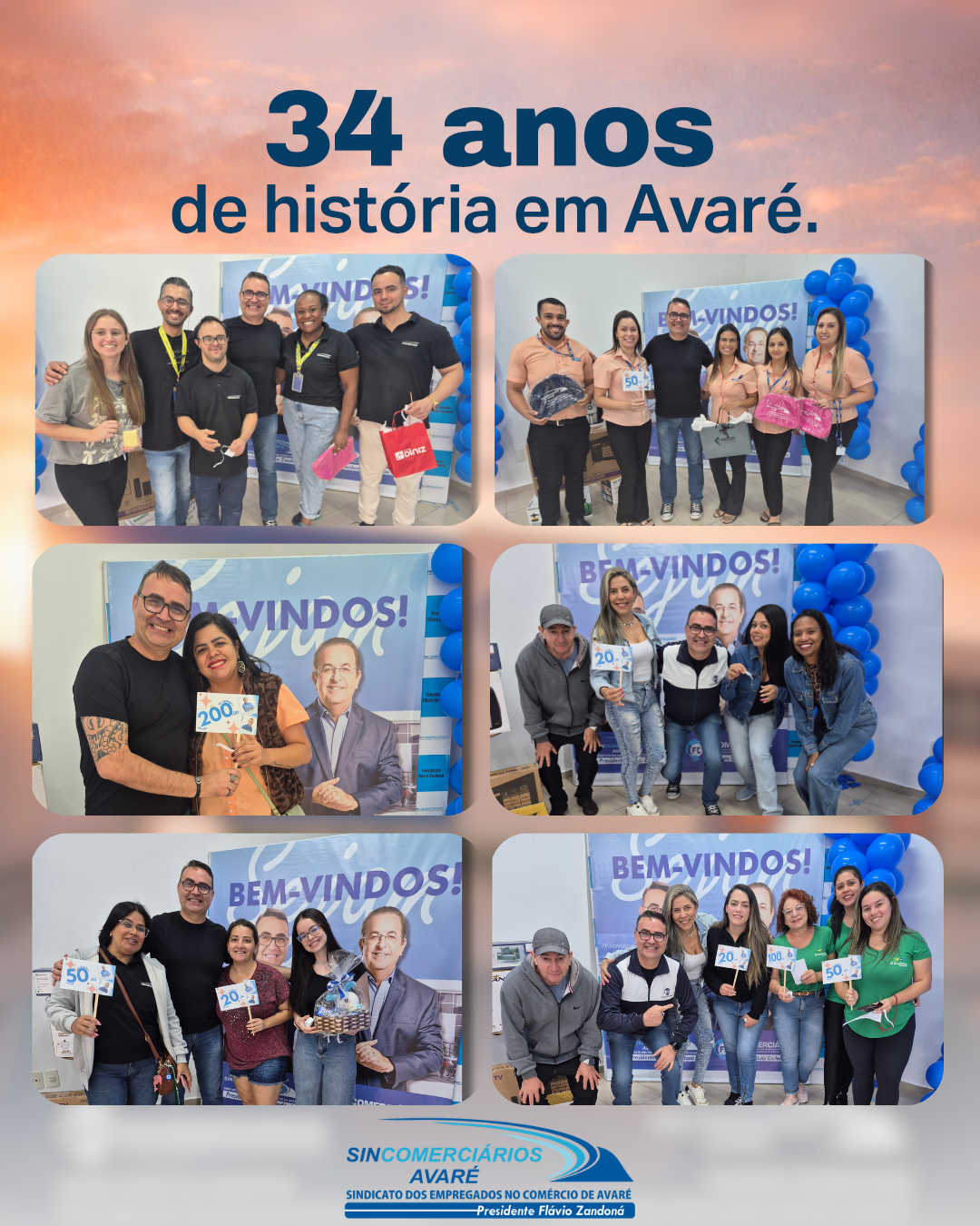 O SINCOMERCIÁRIOS CELEBRA 34 ANOS