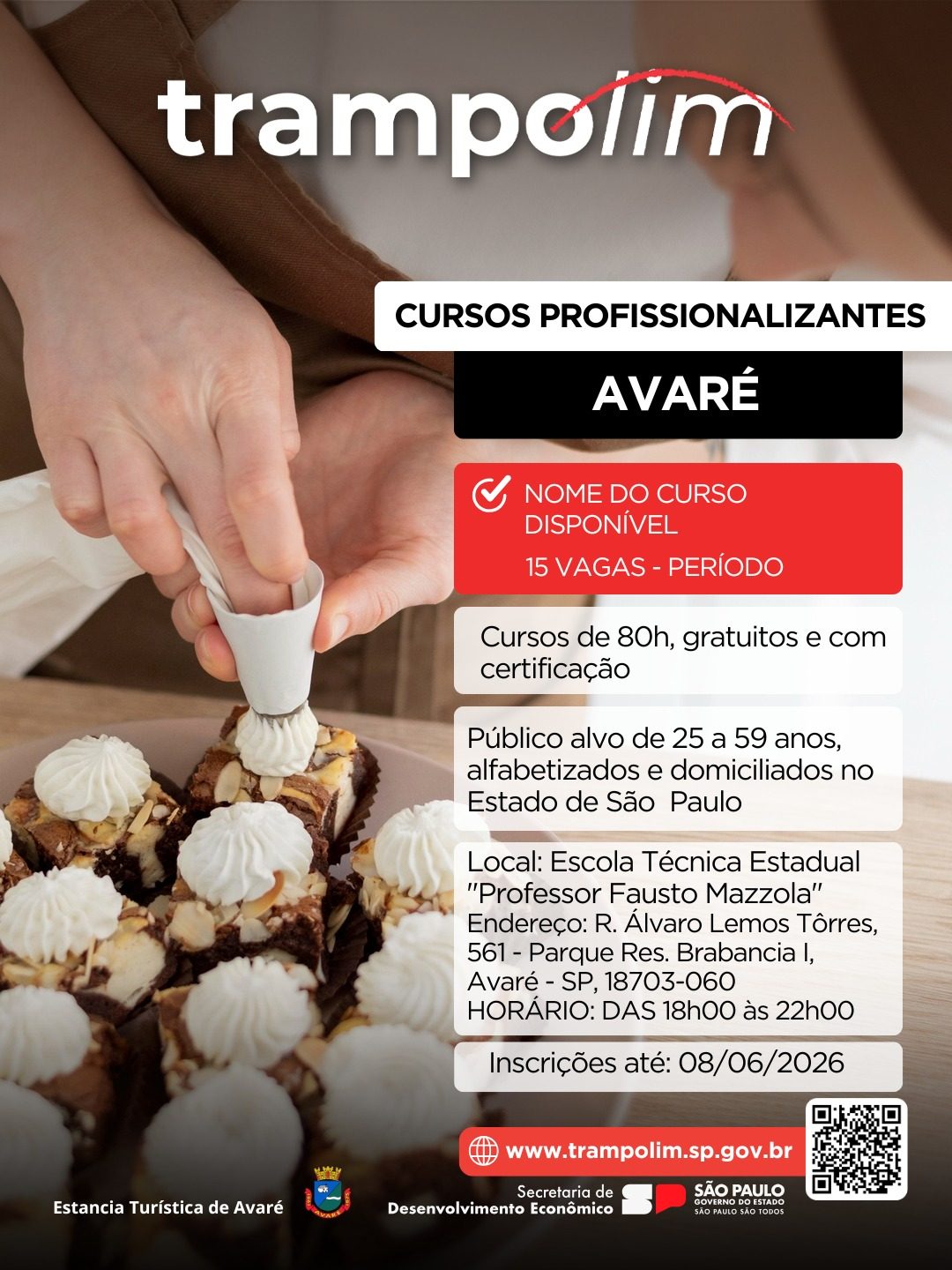 ETEC DE AVARÉ ABRE INSCRIÇÕES PARA CURSO GRATUITO DE CONFEITARIA