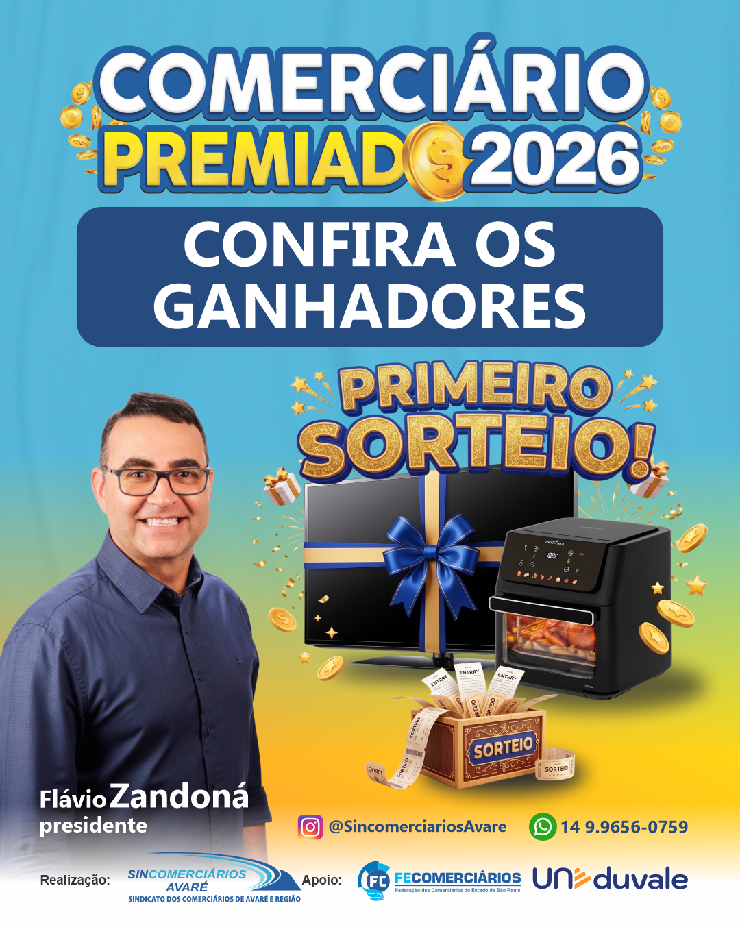 Primeiro sorteio do Comerciário Premiado 2026 contempla oito Associados