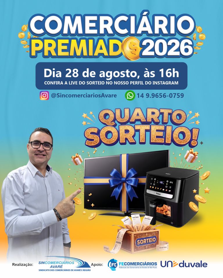 Vem aí o Quarto Sorteio do Comerciário Premiado