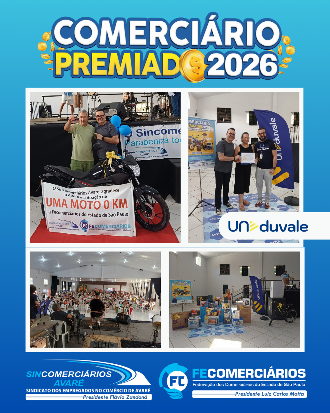 Comerciário Premiado 2026 sorteia uma Moto 0km, Bolsa de Estudos em mais de 40 prêmios
